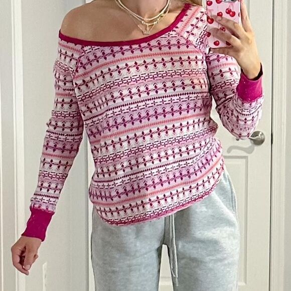 Y2k Victoria’s Secret Nordic Knit LONG SLEEVE Après-Ski Vintage Cozy Scandi - Picture 2 of 8